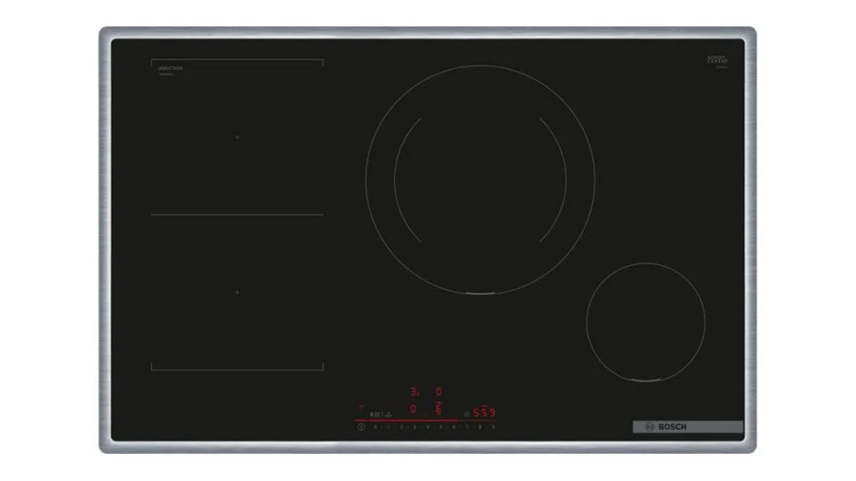 Bosch Induktionskochfeld 80 cm mit CombiZone-Markierung und eleganter Oberfläche
