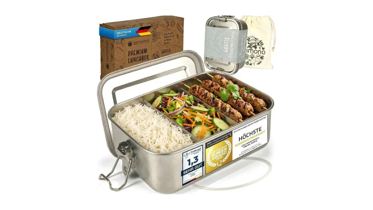 Dimono 2400 ml Lunchbox mit herausnehmbaren Trennwänden, großes Fassungsvermögen