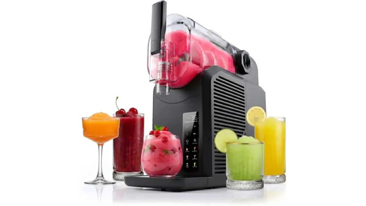 SEEGER SuperSlush Slush-Maschine mit beleuchtetem Bedienfeld und verschiedenen Programmen